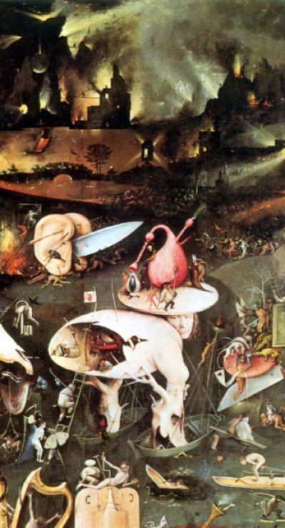 Bosch,Hieronymus,O Inferno, painel do tríptico O Jardim das Delícias, c.1500
